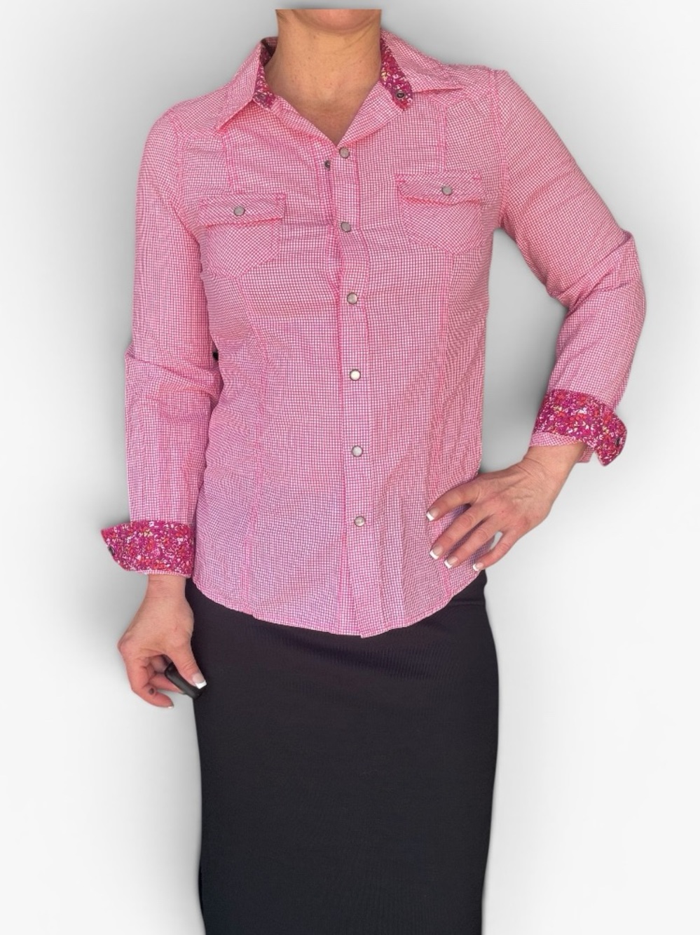 2- Pearl snap collared long sleeve shirts NWT